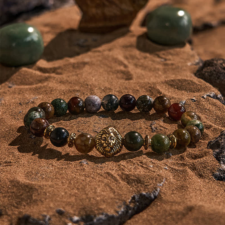 Bracelet en perles d'agate mousse turquoise africaine naturelle Olivenorma