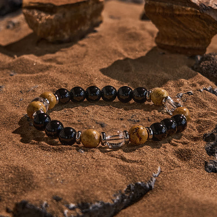Bracelet de perles en jaspe photo en cristal transparent obsidienne Olivenorma