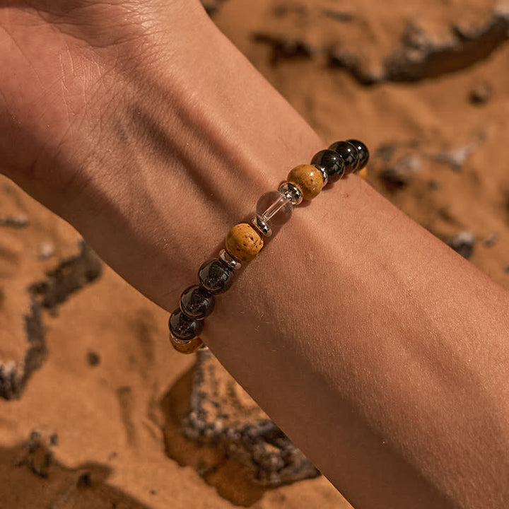 Bracelet de perles en jaspe photo en cristal transparent obsidienne Olivenorma