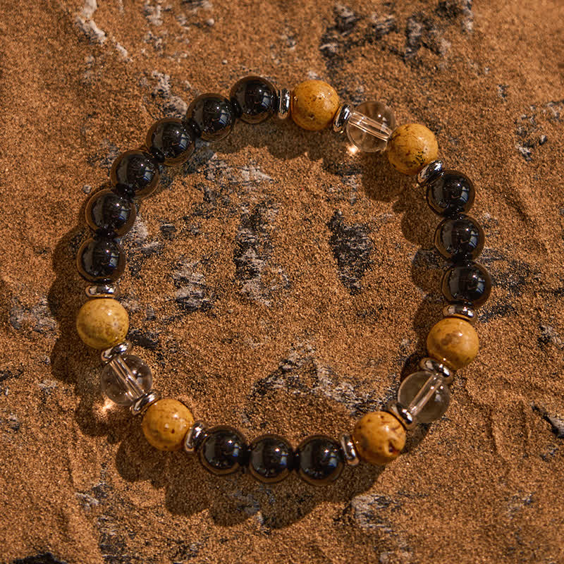 Bracelet de perles en jaspe photo en cristal transparent obsidienne Olivenorma