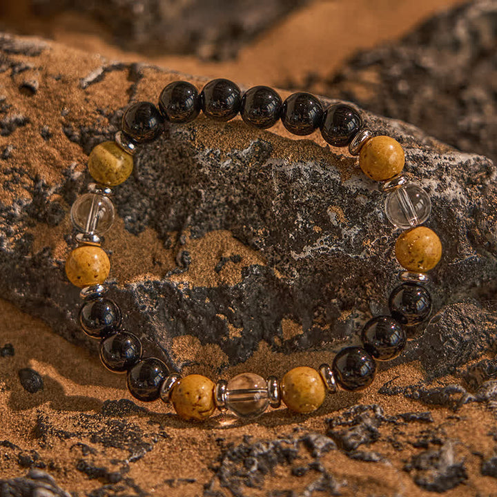 Bracelet de perles en jaspe photo en cristal transparent obsidienne Olivenorma