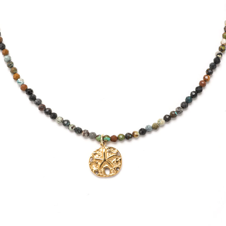 Collier de perles en pierres précieuses Olivenorma Boho Soleil Lune Étoile
