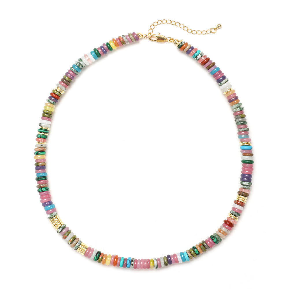 Collier de perles en pierres précieuses Olivenorma Boho Soleil Lune Étoile