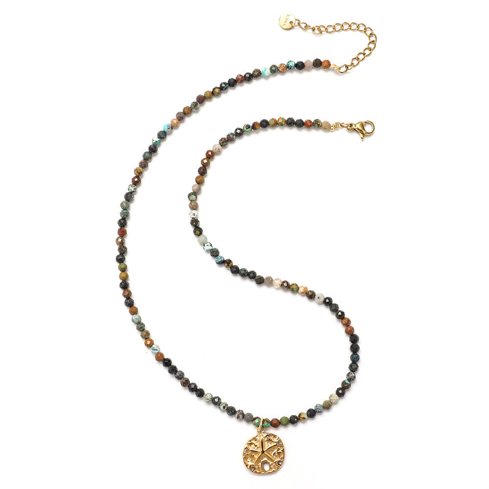 Collier de perles en pierres précieuses Olivenorma Boho Soleil Lune Étoile