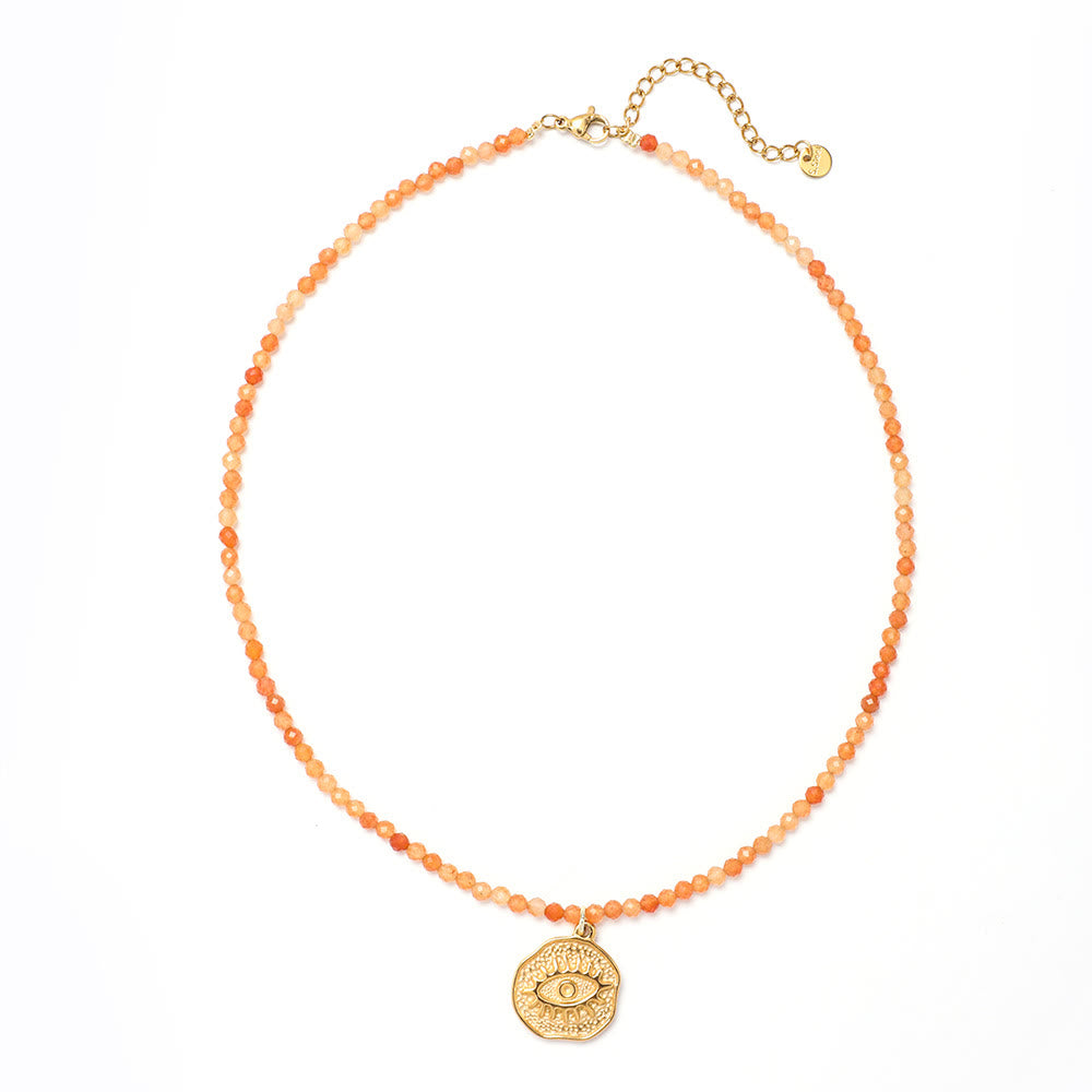Collier de perles en pierres précieuses Olivenorma Boho Soleil Lune Étoile - Charme de l'Œil Maléfique - image 1