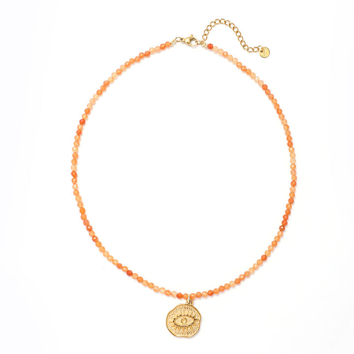 Collier de perles en pierres précieuses Olivenorma Boho Soleil Lune Étoile - Charme de l'Œil Maléfique - image 1