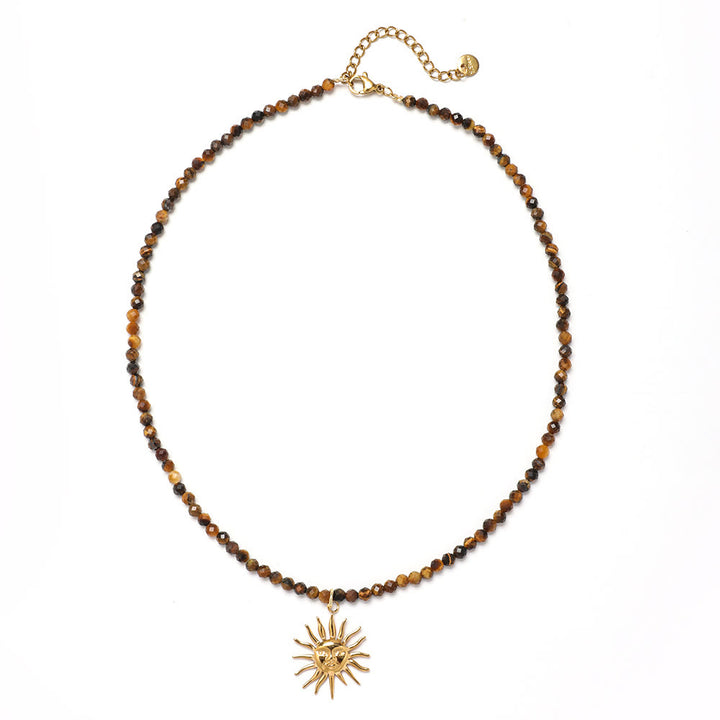 Collier de perles en pierres précieuses Olivenorma Boho Soleil Lune Étoile