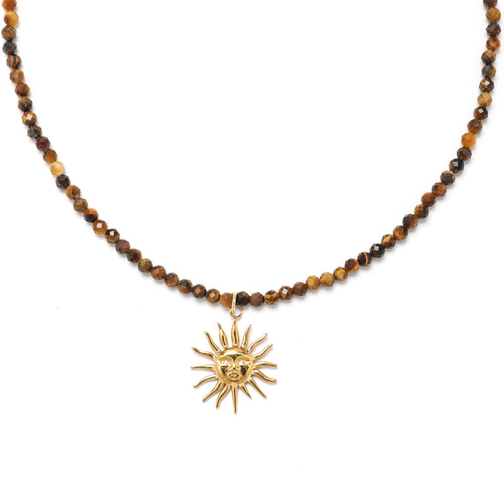 Collier de perles en pierres précieuses Olivenorma Boho Soleil Lune Étoile