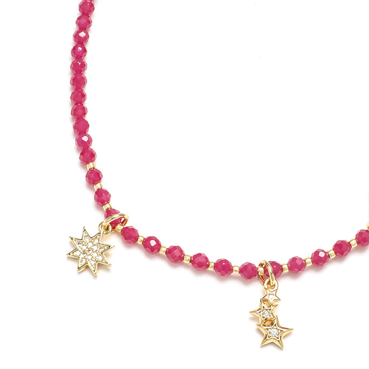 Collier de perles à breloque en forme de cœur en pierres précieuses naturelles roses Olivenorma