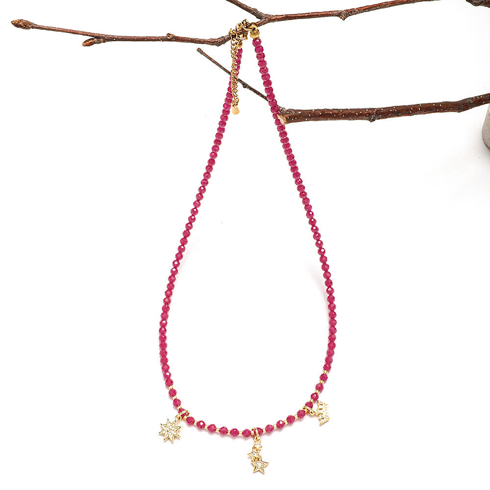 Collier de perles à breloque en forme de cœur en pierres précieuses naturelles roses Olivenorma