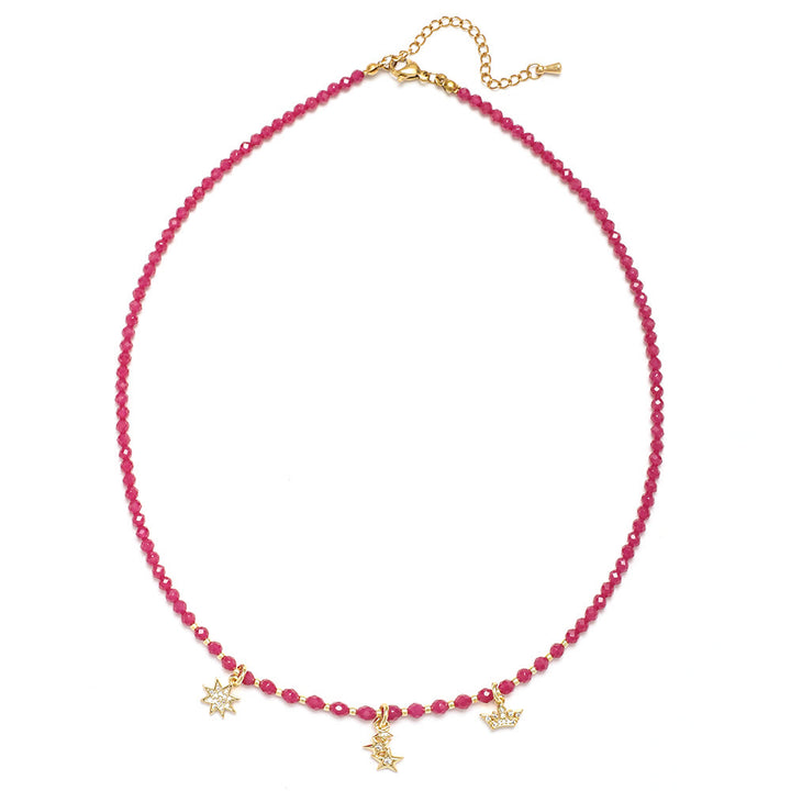Collier de perles à breloque en forme de cœur en pierres précieuses naturelles roses Olivenorma