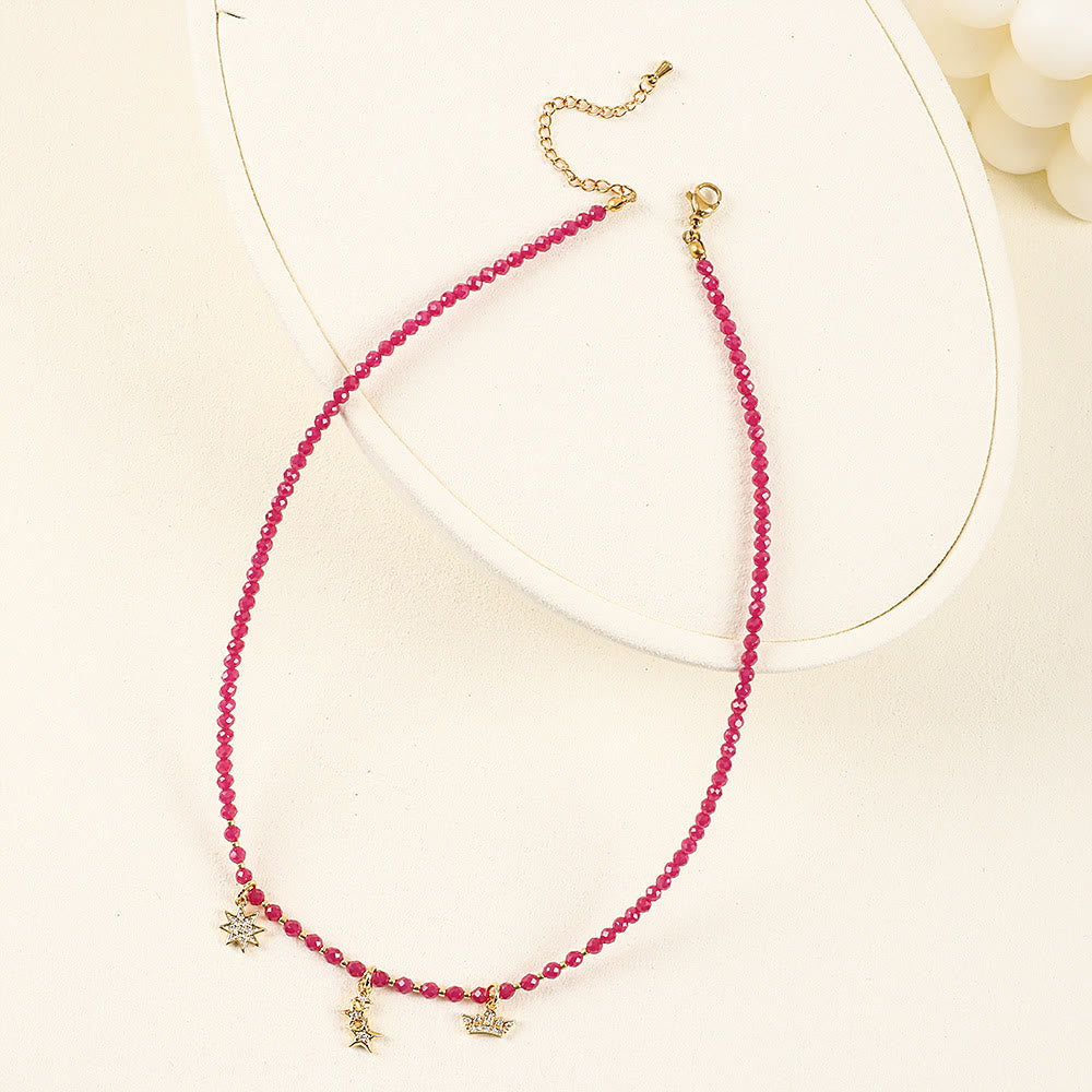 Collier de perles à breloque en forme de cœur en pierres précieuses naturelles roses Olivenorma