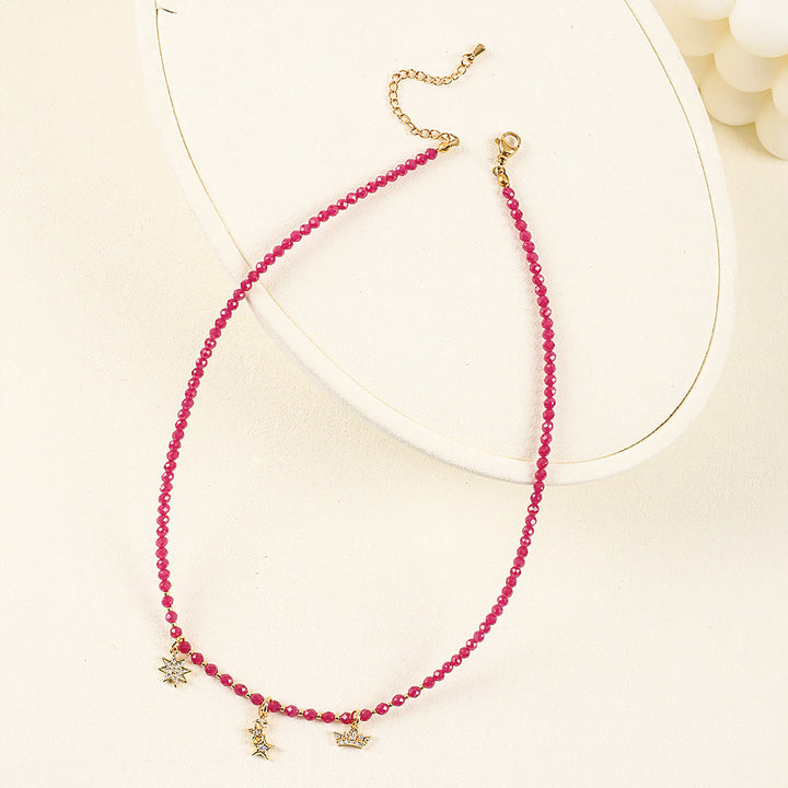 Collier de perles à breloque en forme de cœur en pierres précieuses naturelles roses Olivenorma