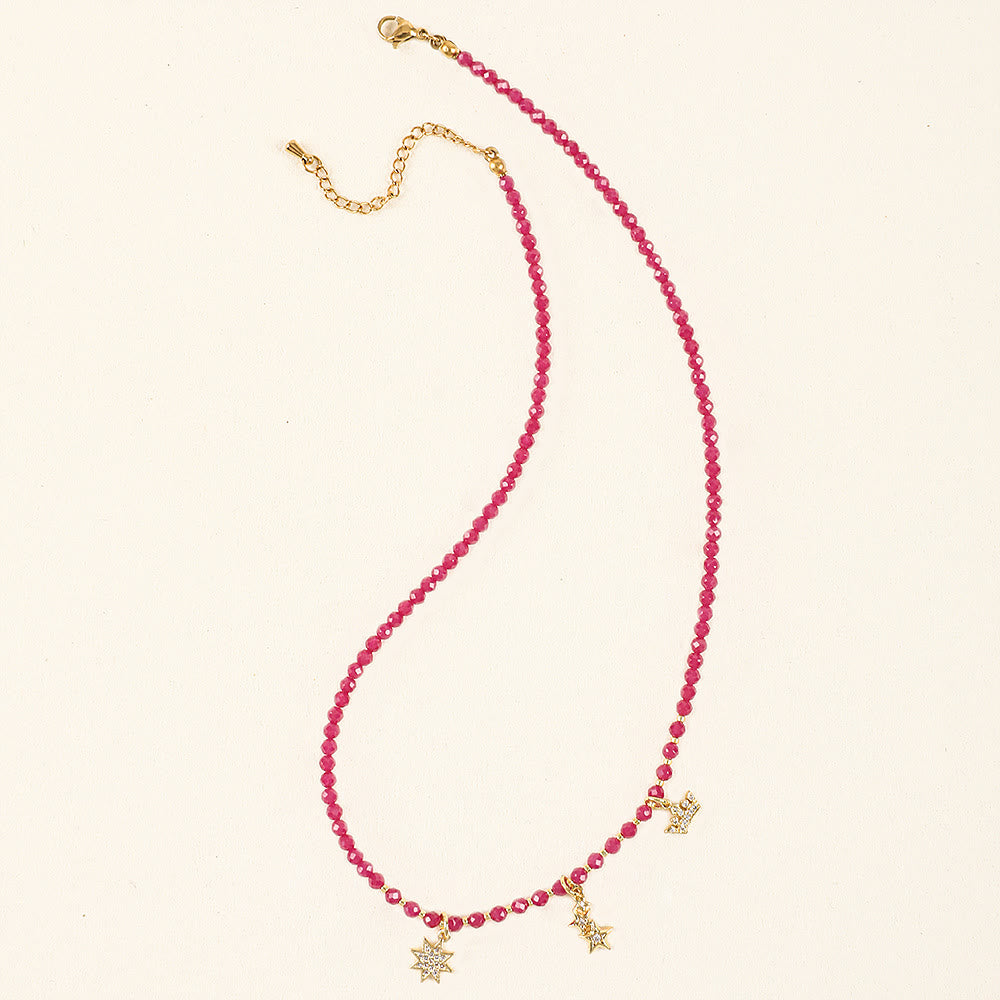 Collier de perles à breloque en forme de cœur en pierres précieuses naturelles roses Olivenorma