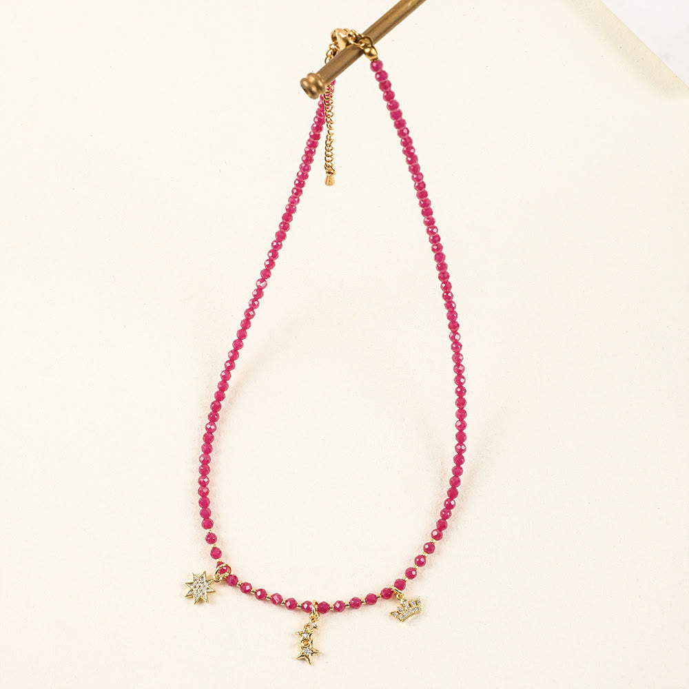 Collier de perles à breloque en forme de cœur en pierres précieuses naturelles roses Olivenorma