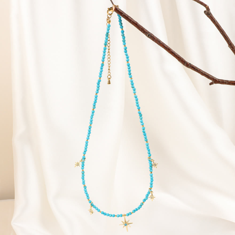 Collier de perles en zircon bleu style bohème Olivenorma
