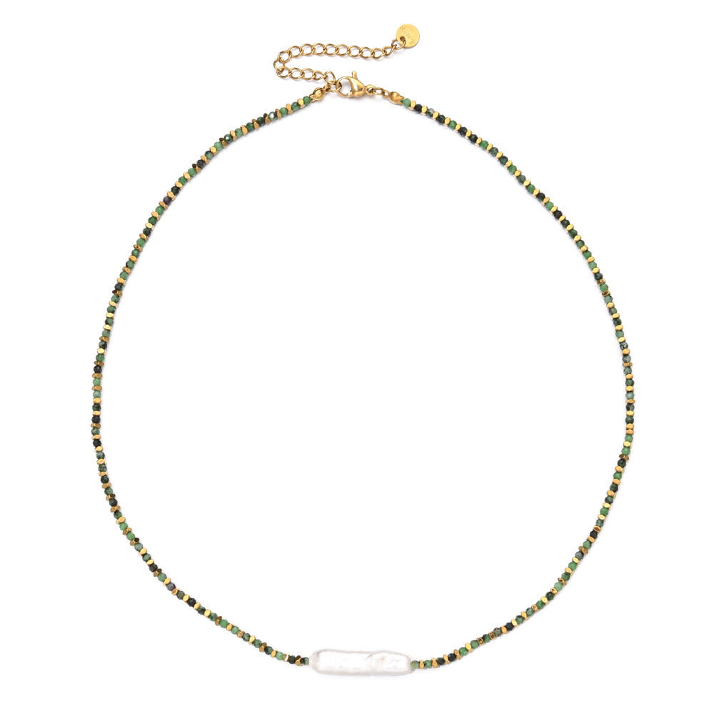 Collier de perles de style bohème en pierres précieuses à facettes Olivenorma Narce