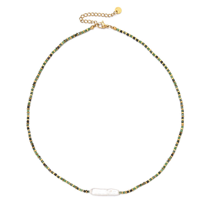 Collier de perles de style bohème en pierres précieuses à facettes Olivenorma Narce