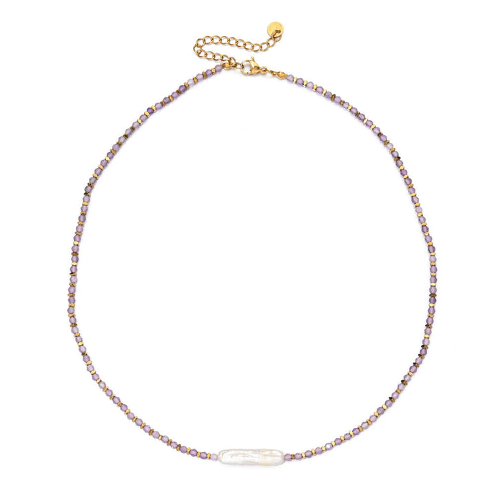 Collier de perles de style bohème en pierres précieuses à facettes Olivenorma Narce