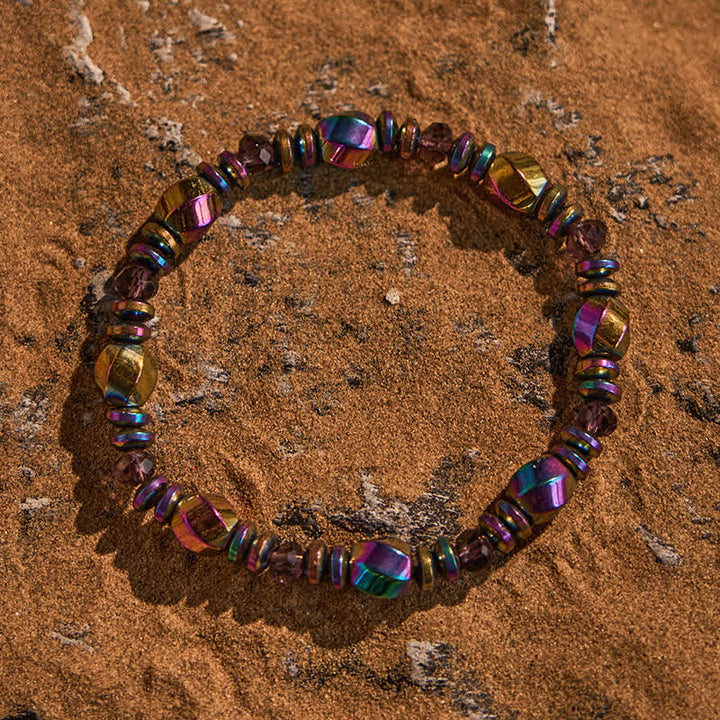 Bracelet en perles d'hématite colorées électrolytiques Olivenorma
