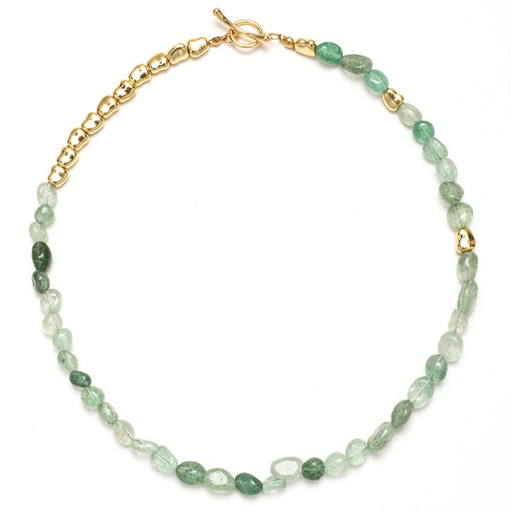 Collier ras du cou en perles d'amazonite irrégulières Olivenorma
