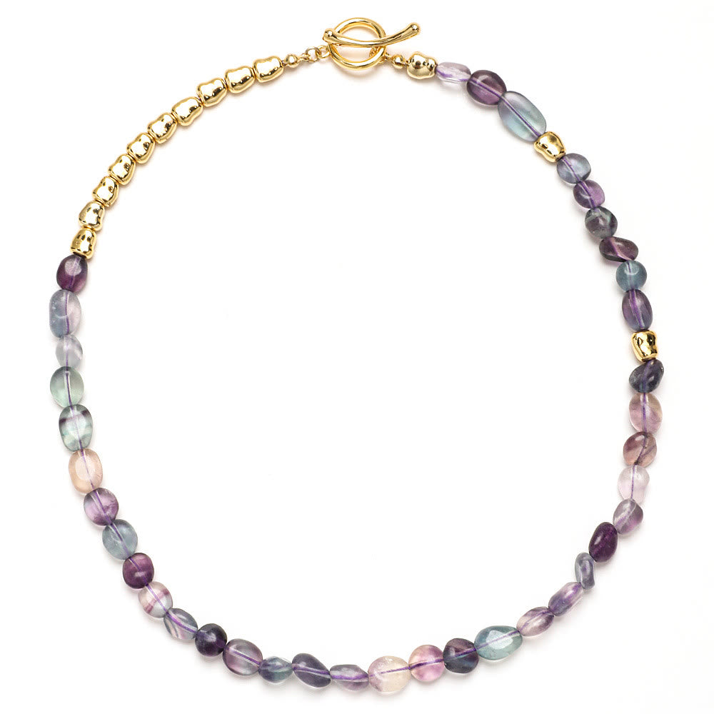 Collier ras du cou en perles d'amazonite irrégulières Olivenorma