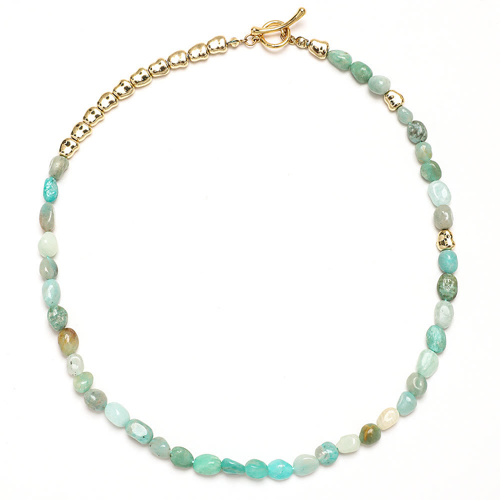 Collier ras du cou en perles d'amazonite irrégulières Olivenorma