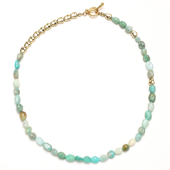 Collier ras du cou en perles d'amazonite irrégulières Olivenorma