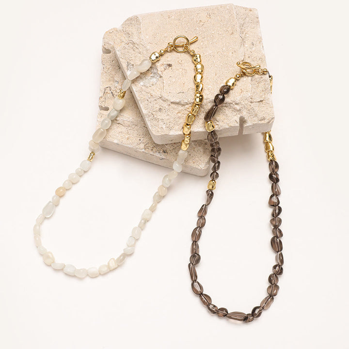 Collier ras du cou en perles d'amazonite irrégulières Olivenorma