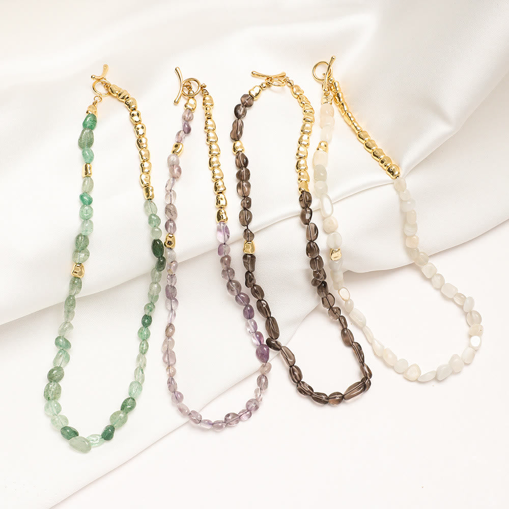 Collier ras du cou en perles d'amazonite irrégulières Olivenorma
