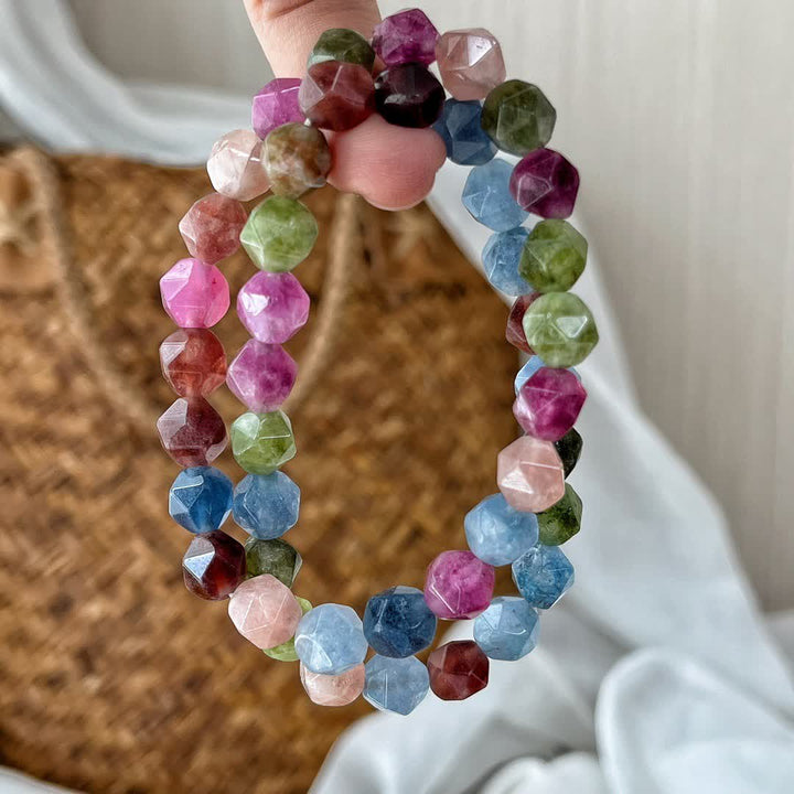 Bracelet en perles de tourmaline colorées à facettes Olivenorma