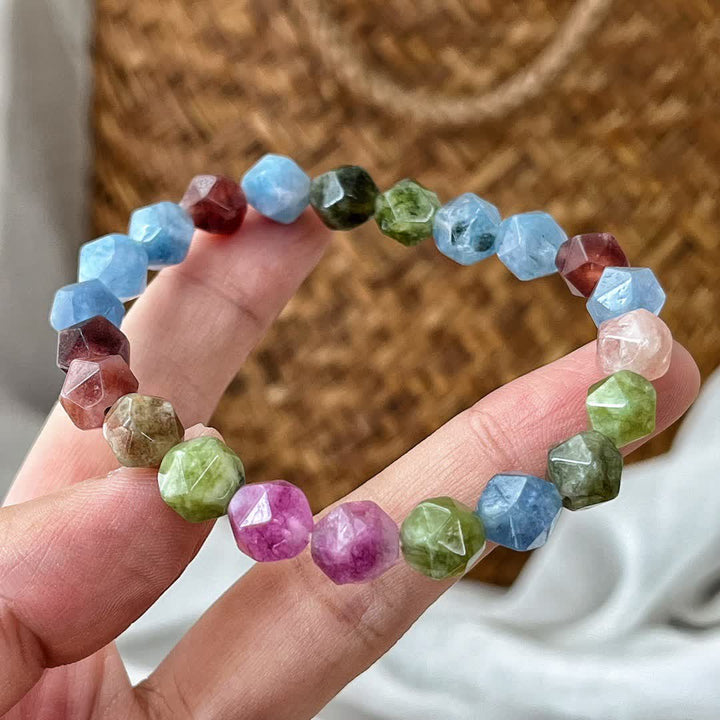 Bracelet en perles de tourmaline colorées à facettes Olivenorma