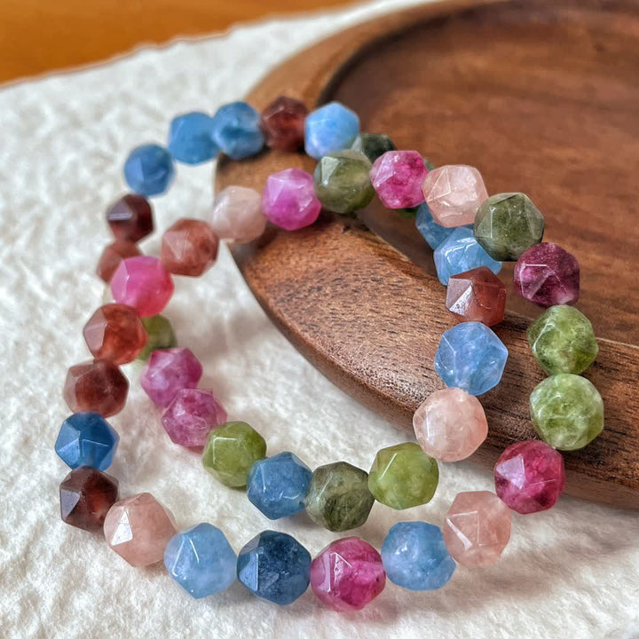 Bracelet en perles de tourmaline colorées à facettes Olivenorma