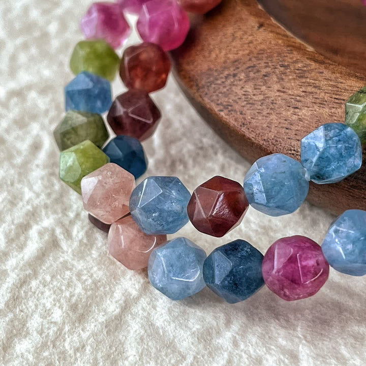 Bracelet en perles de tourmaline colorées à facettes Olivenorma