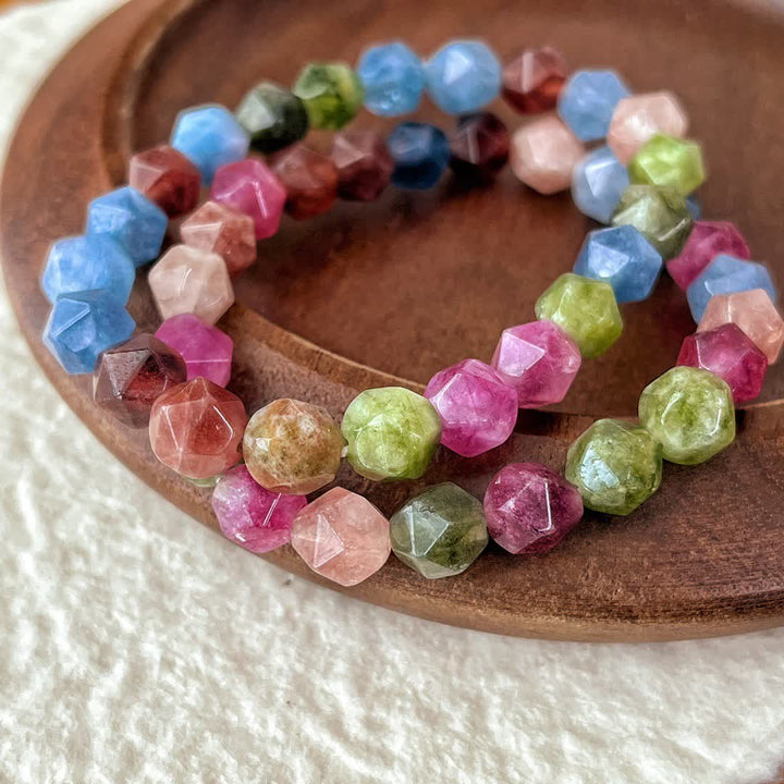 Bracelet en perles de tourmaline colorées à facettes Olivenorma
