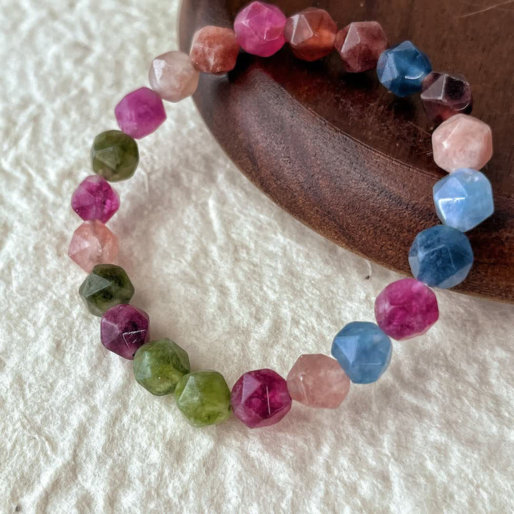 Bracelet en perles de tourmaline colorées à facettes Olivenorma
