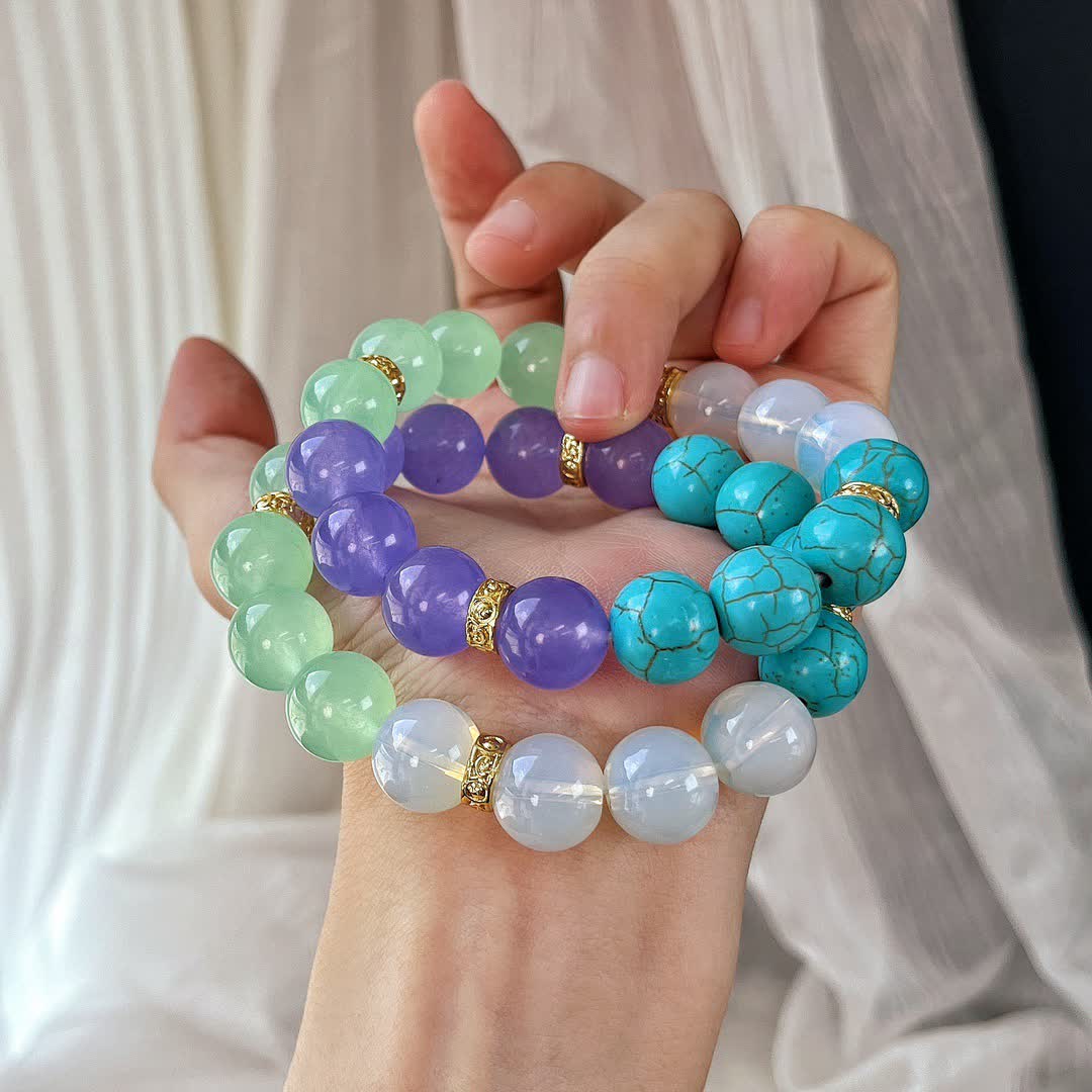 Bracelet en perles de pierre naturelle Olivenorma 12 cm