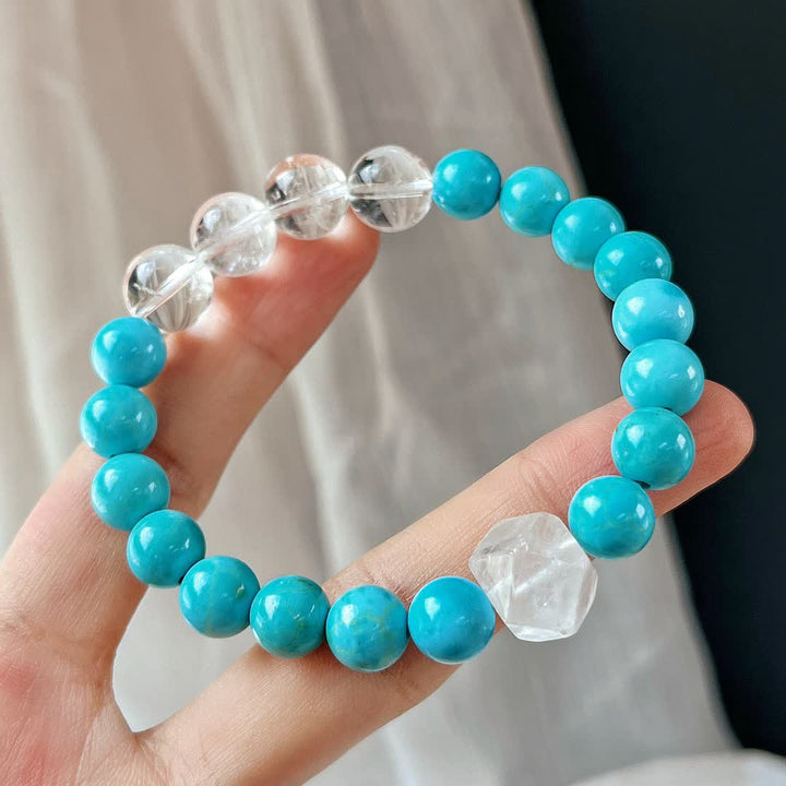 Bracelet Olivenorma en perles de cristal turquoise transparent de 12 cm
