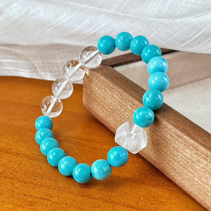 Bracelet Olivenorma en perles de cristal turquoise transparent de 12 cm