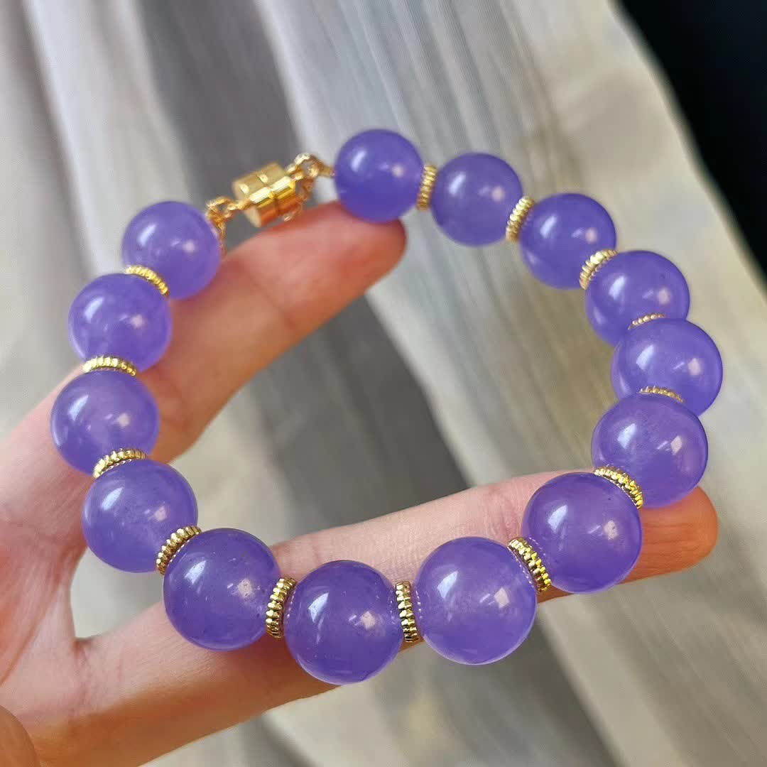 Bracelet Olivenorma en perles d'améthyste naturelle de 12 cm