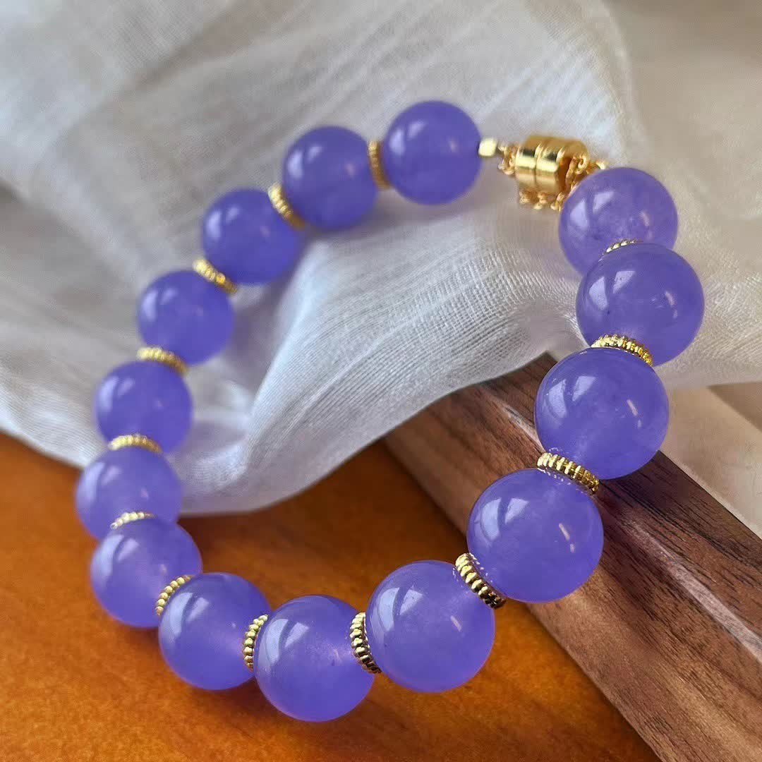 Bracelet Olivenorma en perles d'améthyste naturelle de 12 cm