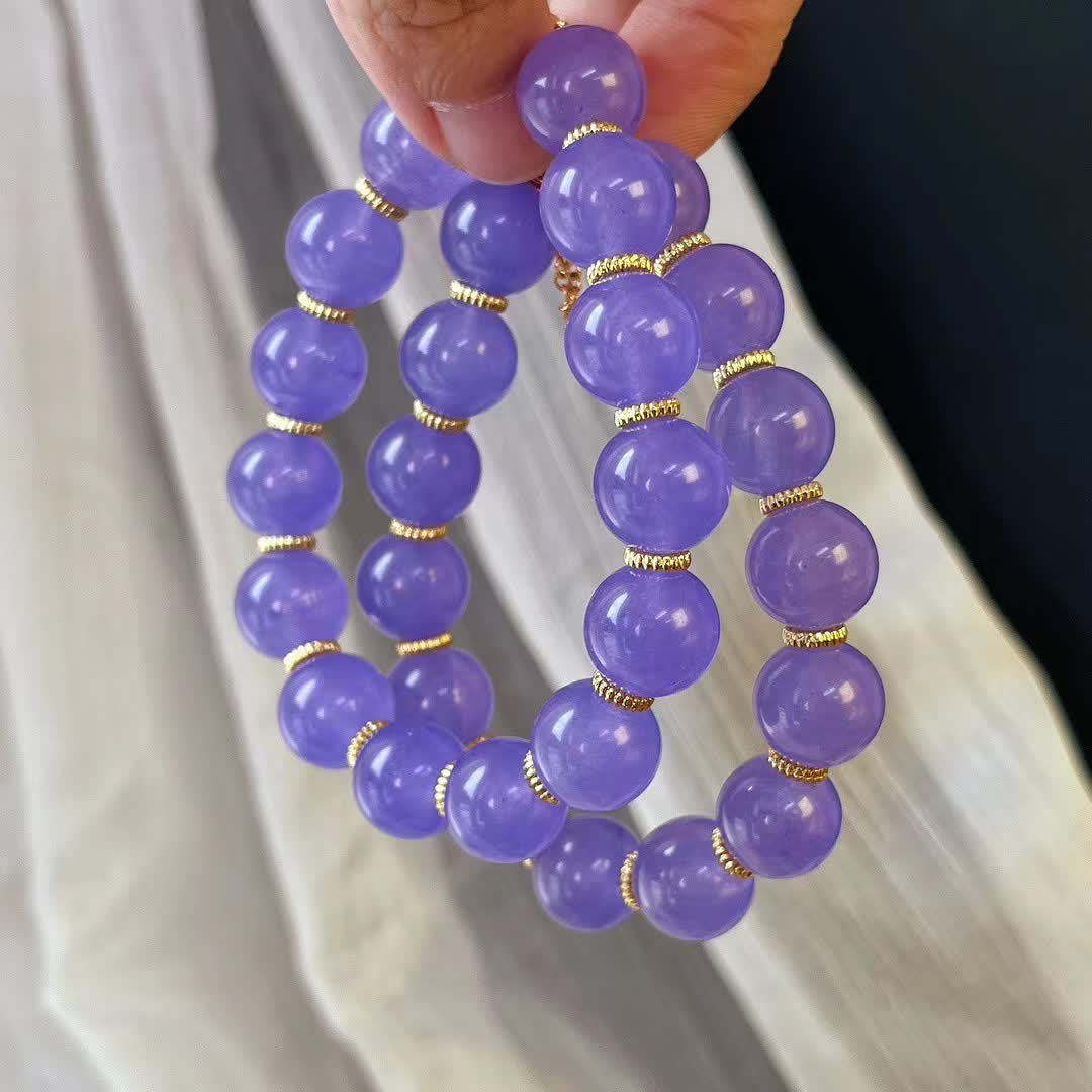 Bracelet Olivenorma en perles d'améthyste naturelle de 12 cm