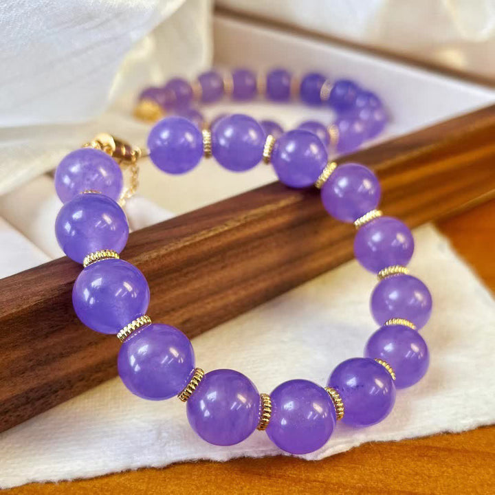 Bracelet Olivenorma en perles d'améthyste naturelle de 12 cm