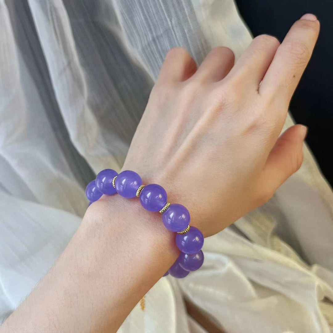 Bracelet Olivenorma en perles d'améthyste naturelle de 12 cm