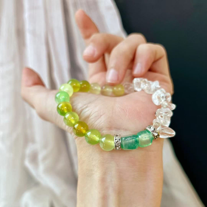 Bracelet Olivenorma en perles de péridot en cristal transparent naturel de 12 cm