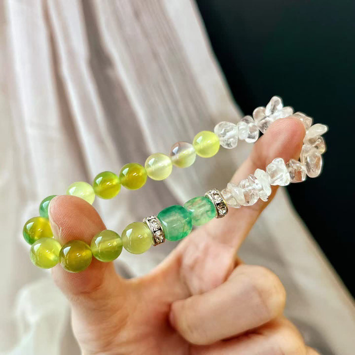 Bracelet Olivenorma en perles de péridot en cristal transparent naturel de 12 cm