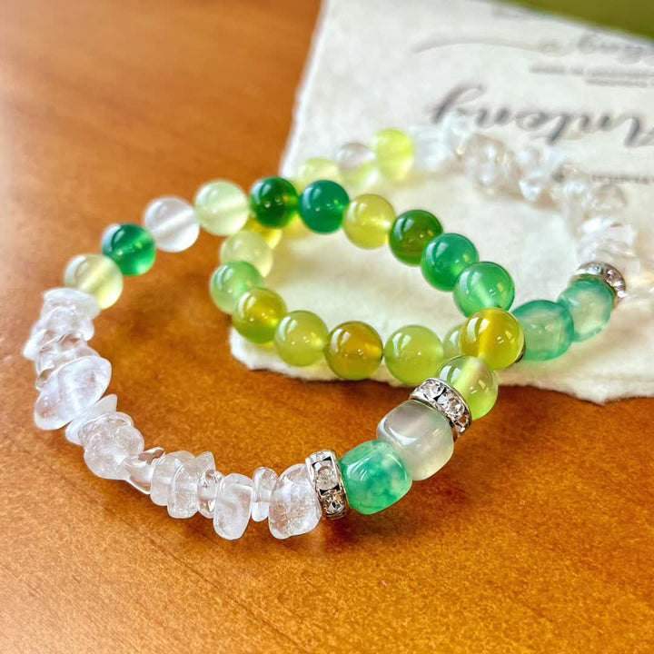 Bracelet Olivenorma en perles de péridot en cristal transparent naturel de 12 cm