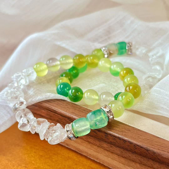 Bracelet Olivenorma en perles de péridot en cristal transparent naturel de 12 cm