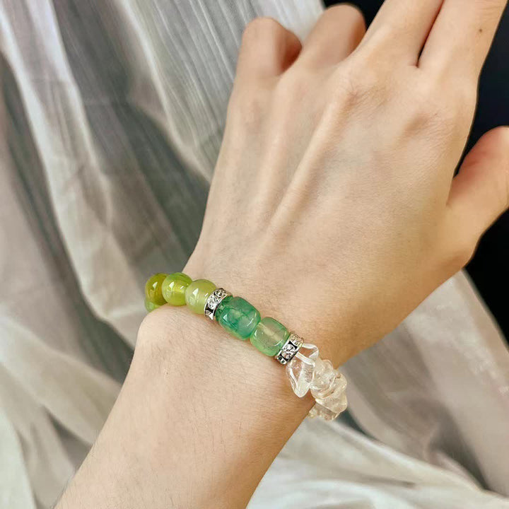 Bracelet Olivenorma en perles de péridot en cristal transparent naturel de 12 cm