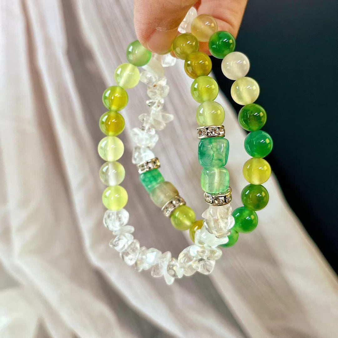 Bracelet Olivenorma en perles de péridot en cristal transparent naturel de 12 cm